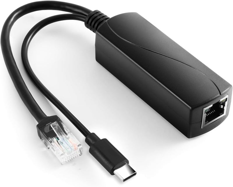 REVODATA 2.5G Type C PoE Splitter 5V/3A, 48V PoE to USB-C 5V/3A 15W Output, 2.5Gbps Ethernet Comply IEEE802.3af/at, Plug and Play for Smart Home - Image 1